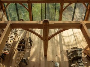 Woodworking shop with boat