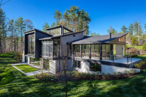 Exterior of contemporary home in Carlisle built by Merz Construction