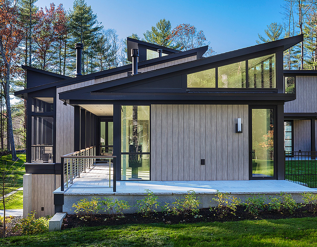 exterior side of contemporary home in Carlisle, MA
